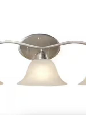 Hampton Bay Andenne 26.3 in. 3-Light Transitional Brushed Nickel Bathroom Vanity Light Fixture with Marbleized Glass Shades 2827 BN - The Home Depot